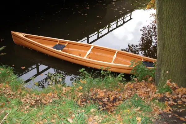 strip-built kano in water